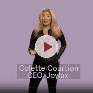 Video titlecard of Joylux CEO, Colette Courtion