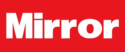 Mirror logo in white text on red background