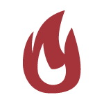 Illustrated icon of flame to indicate hot flashes and night sweats caused by menopause and hormonal changes